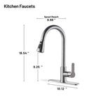 Gooseneck Single-Handle Pull Down Sprayer Kitchen Faucet with Deckplate Pull Out Sink Faucet in Brushed Nickel