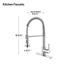 Single-Handle Pull Out Sprayer Coil Spring High-Arc Kitchen Faucet with Deckplate Sink Faucet in Chrome