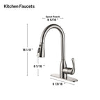 Gooseneck Single-Handle Pull Down Sprayer Kitchen Faucet with Deckplate Pull Out Sink Faucet in Brushed Nickel