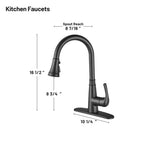 Touchless Single Handle Gooseneck Pull Down Sprayer Kitchen Faucet with Deckplate Pull Out Sink Faucet in Black