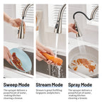 Gooseneck Single-Handle Pull Down Sprayer Kitchen Faucet with Deckplate Pull Out Sink Faucet in Brushed Nickel