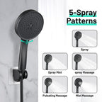 Rainfall Shower Head Combo 5-Spray 8 in. Wall Mount Dual Shower Heads and Handheld Shower Head with 1.8 GPM in Black