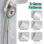 Magnetic 2-in-1 5-Spray Adjustable  Dual Shower Heads Wall Mount Fixed and Handheld Shower Head 2.5 GPM in Nickel