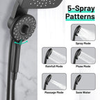 Magnetic 2-in-1 5-Spray  Adjustable Dual Shower Heads Wall Mount Fixed and Handheld Shower Head 2.5 GPM in Black