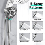 Magnetic 2-in-1 5-Spray  Adjustable Dual Shower Heads Wall Mount Fixed and Handheld Shower Head 2.5 GPM in Chrome