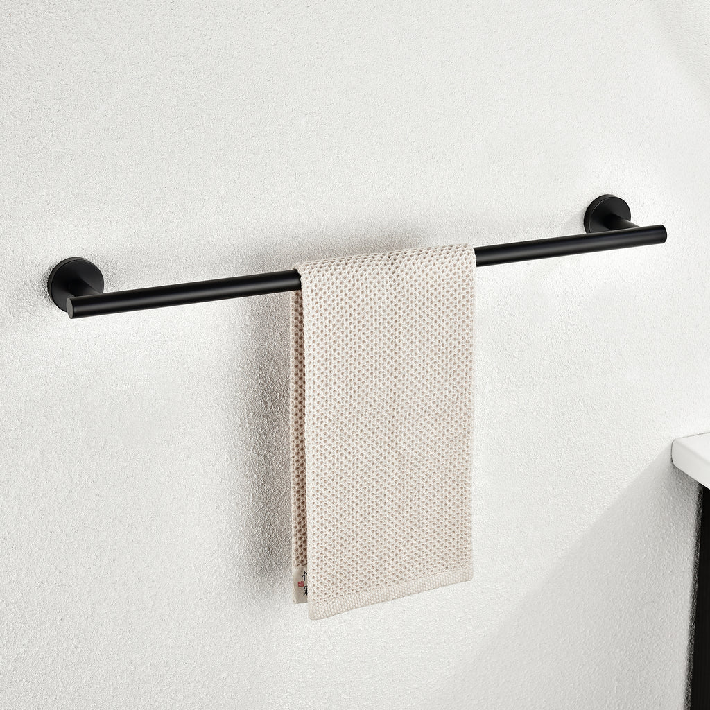 Modern 6-Pieces Stainless Steel Bath Hardware Set with Towel Ring Toilet Paper Holder Towel Hook and Towel Bar in Black