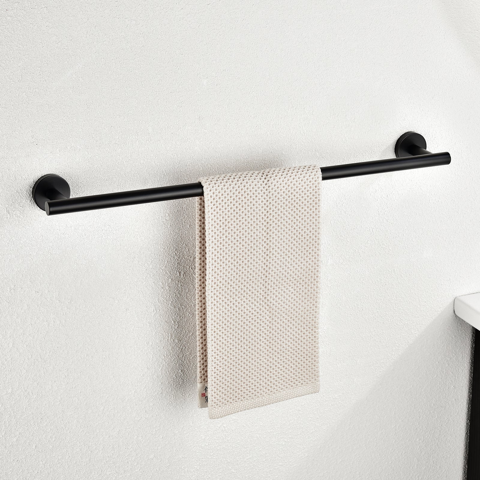 Modern 6-Pieces Stainless Steel Bath Hardware Set with Towel Ring Toilet Paper Holder Towel Hook and Towel Bar in Black