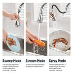 Touchless Single Handle Gooseneck Pull Down Sprayer Kitchen Faucet with Deckplate Pull Out Sink Faucet in Chrome