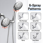 4.7 " Single Handle 5-Spray Shower Faucet Kit Handheld Combo with Valve 1.8 GPM Adjustable Dual Shower Heads in Chrome