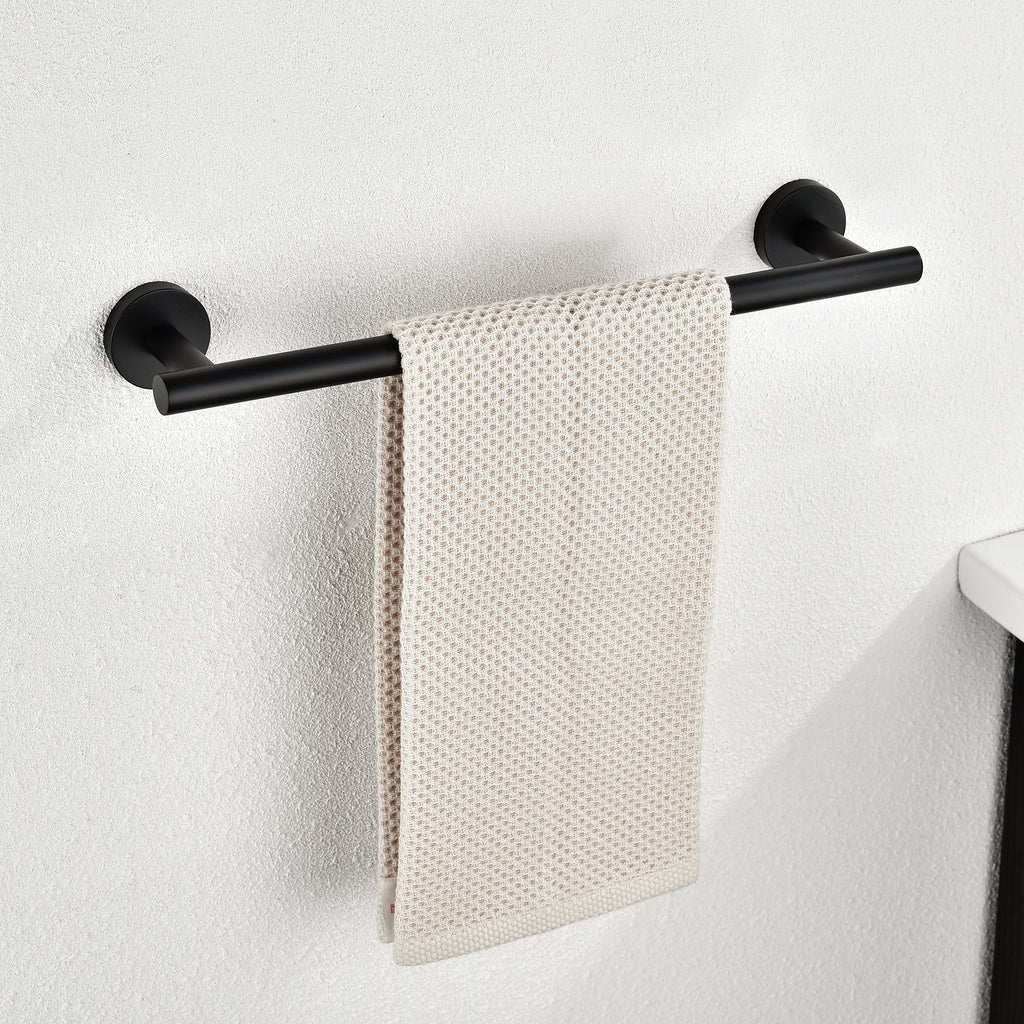 Modern 6-Pieces Stainless Steel Bath Hardware Set with Towel Ring Toilet Paper Holder Towel Hook and Towel Bar in Black