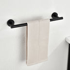 Modern 6-Pieces Stainless Steel Bath Hardware Set with Towel Ring Toilet Paper Holder Towel Hook and Towel Bar in Black