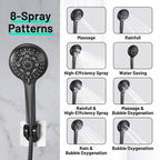 Rainfull 2-in-1 8-Spray Patterns with 1.8 GPM 12 in. Wall Mount Dual Shower Head and Handheld Shower Head in Black