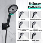 Rainfall Shower Head Combo 6-Spray 12 in. Wall Mount Dual Shower Heads and Handheld Shower Head with 1.8 GPM in Black