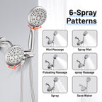 Rain 5-Spray Handheld Shower Combo Shower Faucet with Valve 1.8 GPM 4.7 " Adjustable Dual Shower Heads in Brushed Nickel