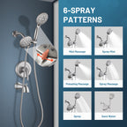 Rain Single Handle 5-Spray Tub Shower Faucet Handheld Combo with Valve 1.8 GPM Adjustable shower Head in Brushed Nicke