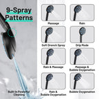 Rainfull 2-in-1 9-Spray Patterns Adjustable Wall Mount Shower Head with Filter 2.5 GPM and Handheld Shower Head in Black