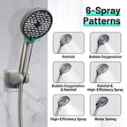 Rainfall Shower Head Combo 6-Spray 12 in. Wall Mount Dual Shower Heads and Handheld Head with 1.8 GPM in Brushed Nickel