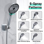 Rainfall Shower Head Combo 6-Spray 12 in. Wall Mount Dual Shower Heads and Handheld Shower Head with 1.8 GPM in Chrome