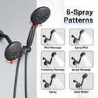 4.7 " Single Handle 5-Spray Shower Faucet Kit Handheld Combo with Valve 1.8 GPM Adjustable Dual Shower Heads in Black