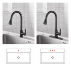 Gooseneck Single-Handle Pull Down Sprayer Kitchen Faucet with Deckplate and Sweep Spray Pull Out Sink Faucet in Black