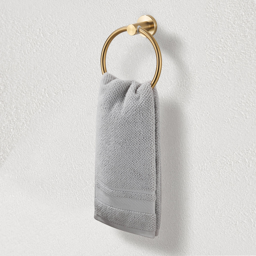 Modern 6-Pieces Stainless Steel Bath Hardware Set with Towel Ring Toilet Paper Holder Towel Hook and Towel Bar in Gold