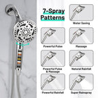 Rainfull 7-Spray Handheld Shower Faucet Kit with Valve 1.8 GPM and 4.9 in. Adjustable Filtered Shower Head in Chrome