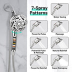 7-Spray Pattern 4.92 in. Wall Mount Handheld System Heads 1.8 GPM with Filter，Removable Shower hose in Chrome