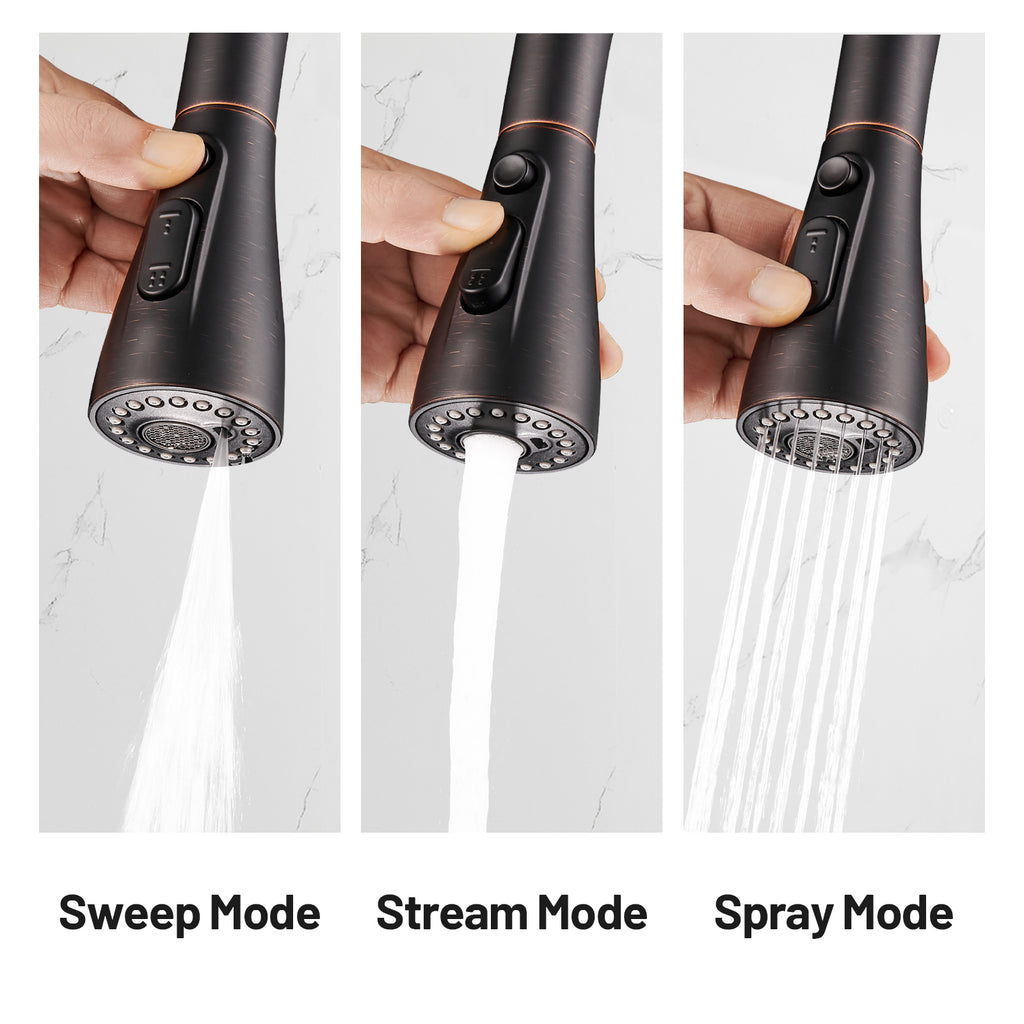 Gooseneck Single-Handle Pull Down Sprayer Kitchen Faucet with Deckplate Pull Out Sink Faucet in Oil Rubbed Bronze