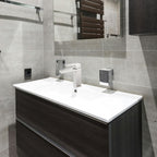 Square Single Handle Single Hole Bathroom Faucet in Brushed Nickel