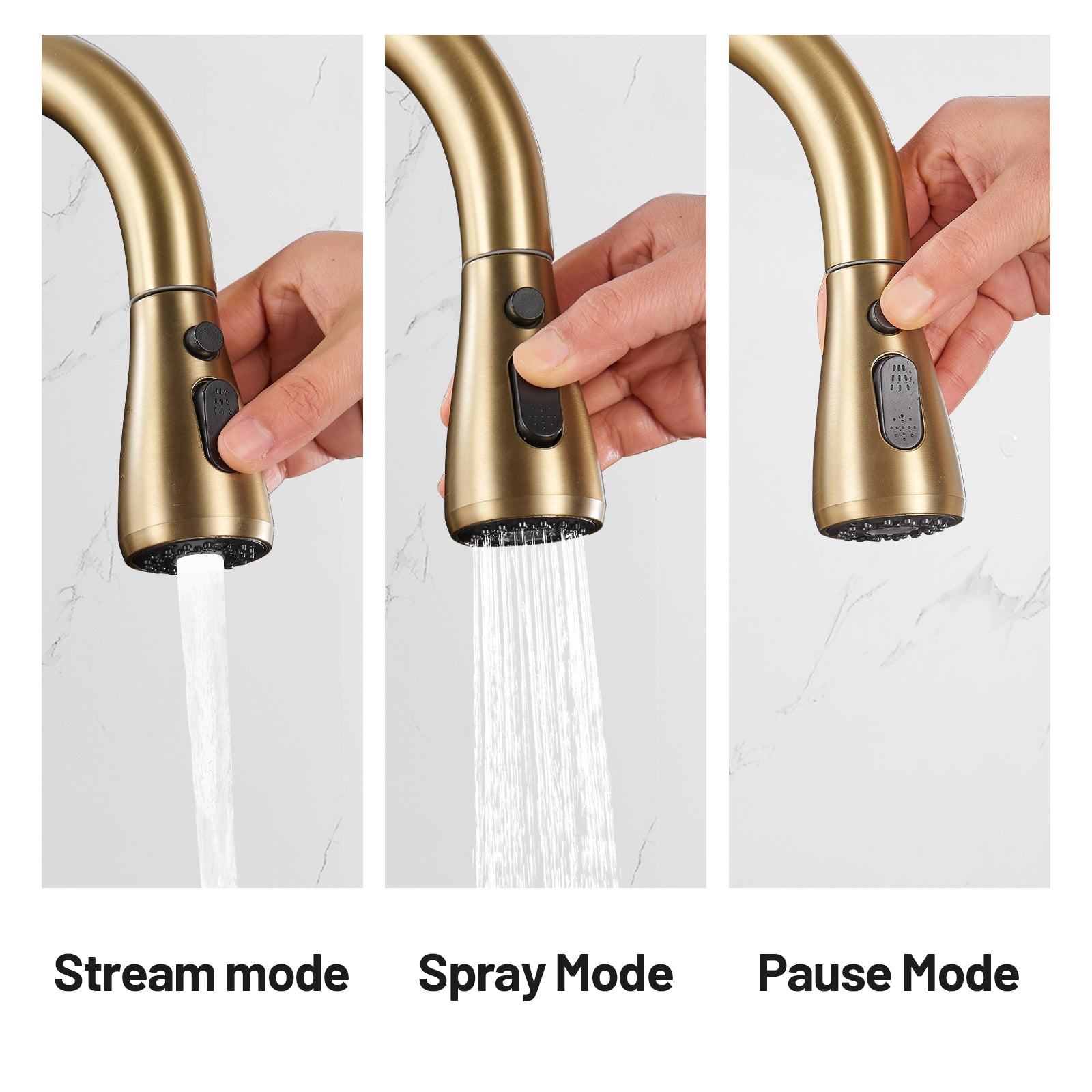 Gooseneck Single-Handle Pull Down Sprayer Kitchen Faucet with Deckplate and Sweep Spray Pull Out Sink Faucet in Gold