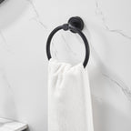 Modern 3-Piece Aluminum Bath Hardware Set with Retractable Towel Bar Towel Ring Toilet Paper Holder in Black