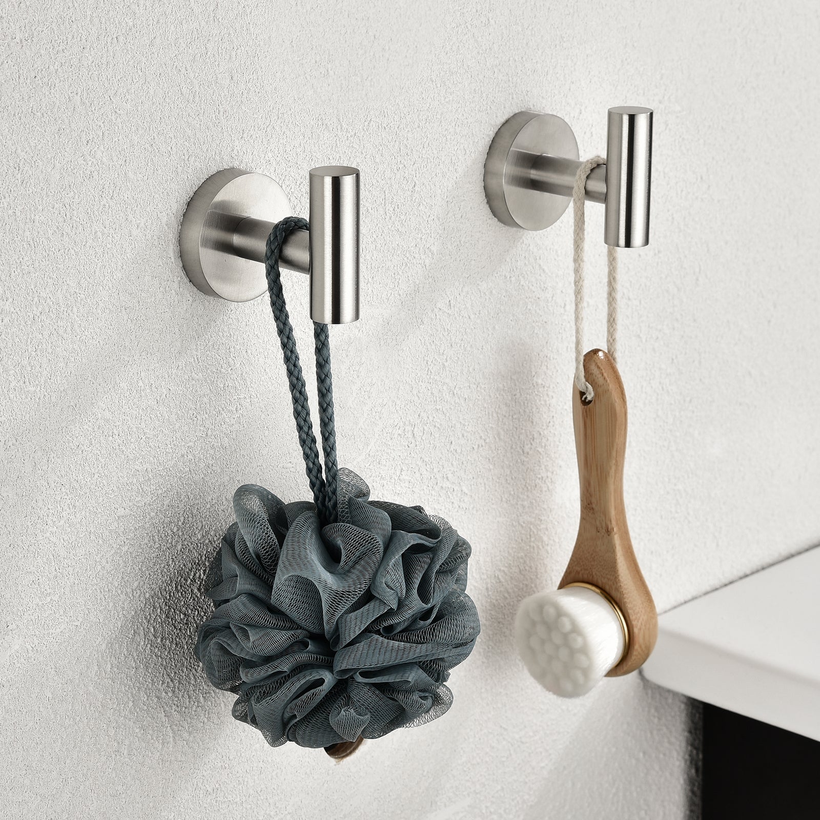 Modern 6-Pieces Bath Hardware Set with Towel Ring Toilet Paper Holder Towel Hook and Towel Bar in Brushed Nickel