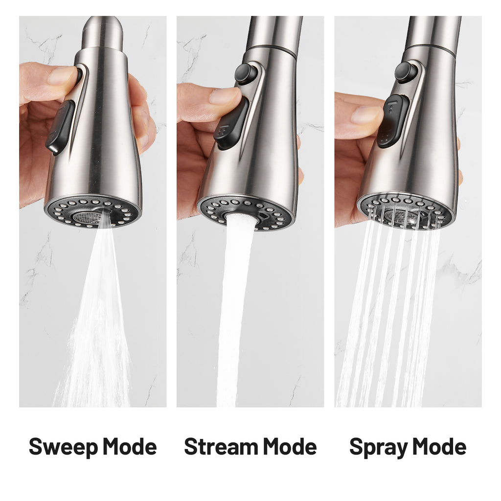 Gooseneck Single-Handle Pull Down Sprayer Kitchen Faucet with Deckplate Pull Out Sink Faucet in Brushed Nickel