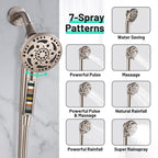 Rain 7-Spray Handheld Shower Faucet Kit with Valve 1.8 GPM and 4.9 in. Adjustable Filtered Shower Head in Brushed Nickel