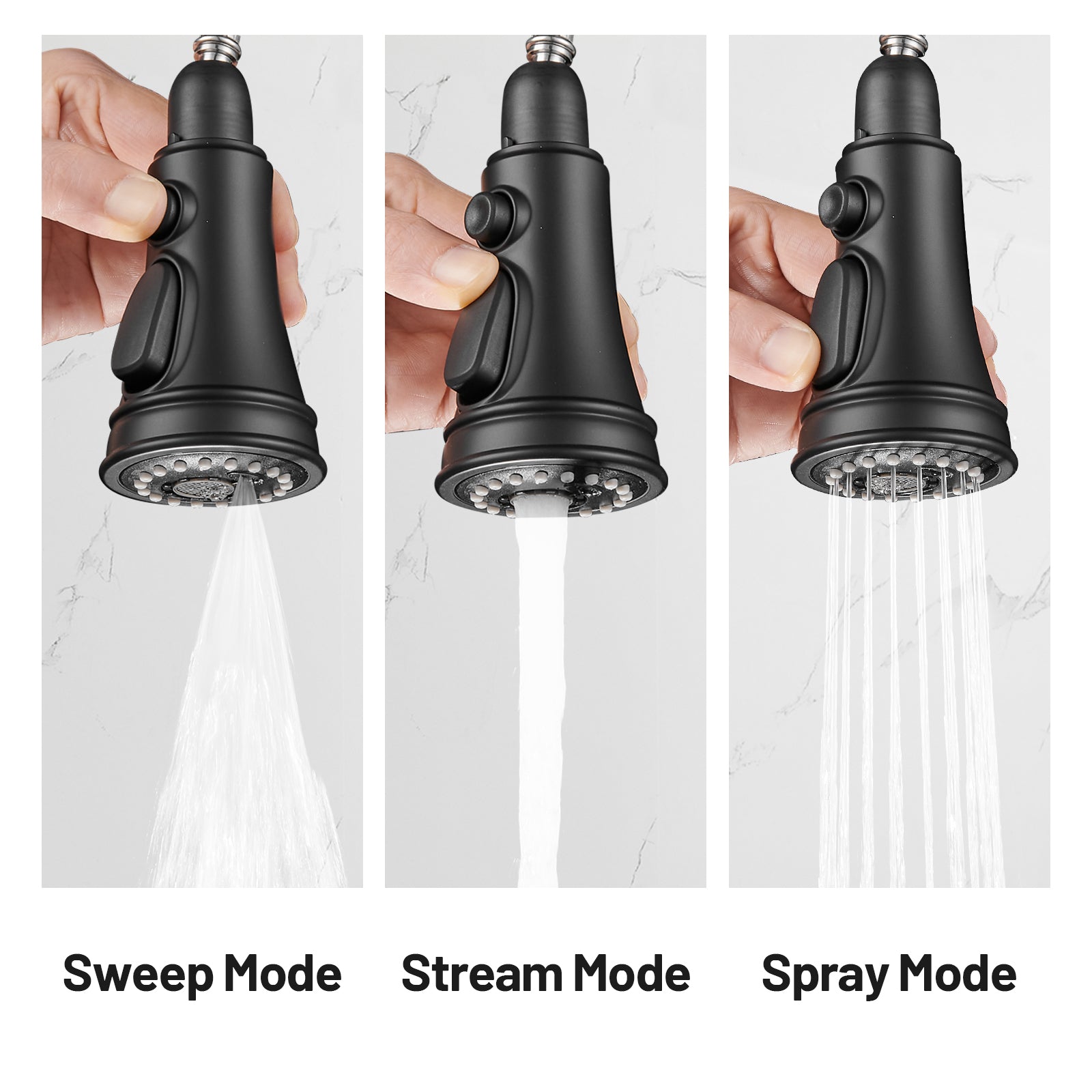 Touchless Single Handle Gooseneck Pull Down Sprayer Kitchen Faucet with Deckplate Pull Out Sink Faucet in Black