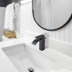 Arc Waterfall Single Handle Single Hole Bathroom Faucet in Matte Black