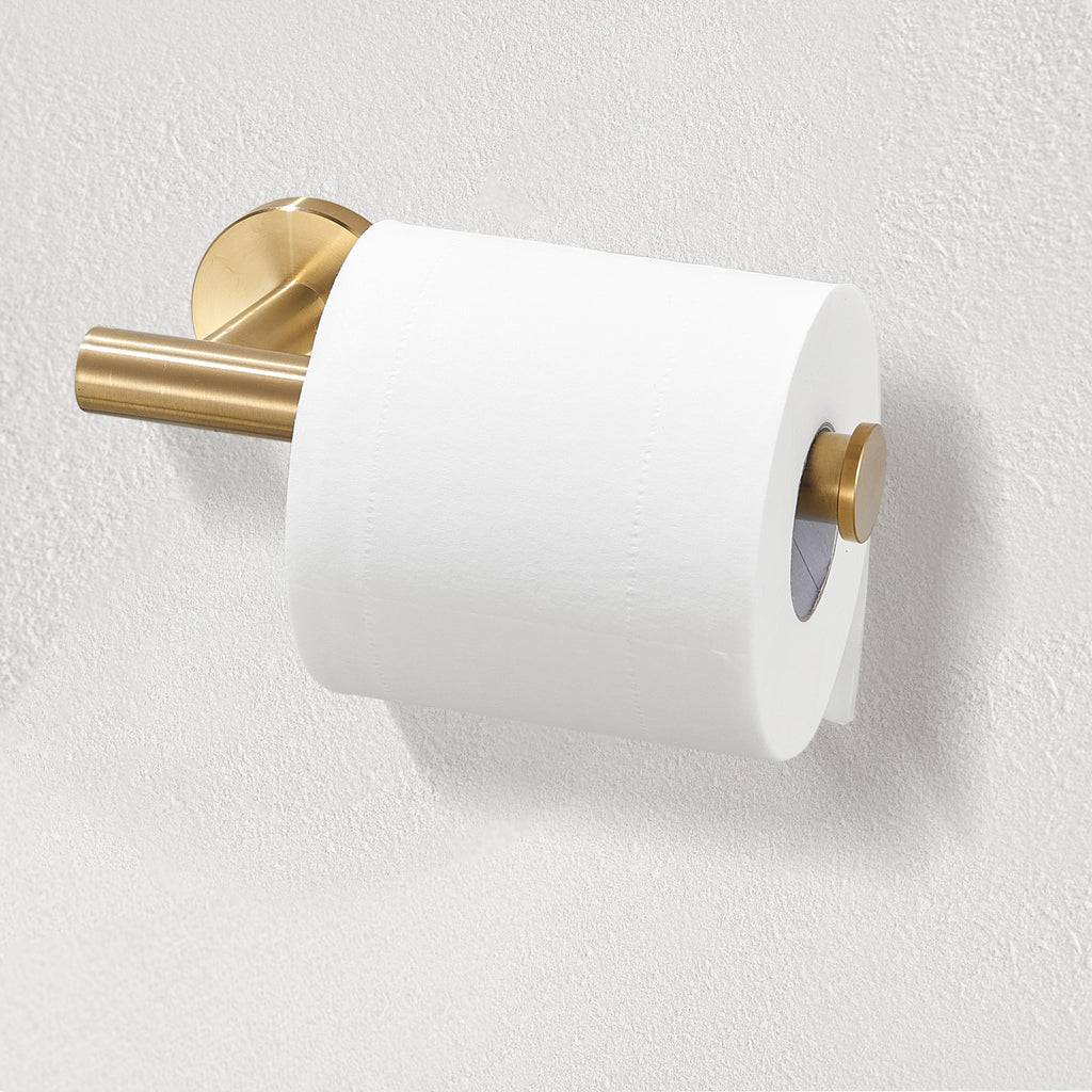 Modern 6-Pieces Stainless Steel Bath Hardware Set with Towel Ring Toilet Paper Holder Towel Hook and Towel Bar in Gold