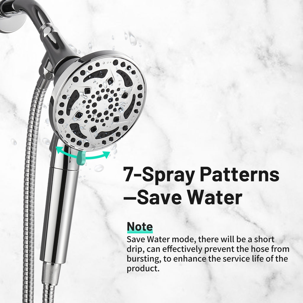 Rainfull 7-Spray Handheld Shower Faucet Kit with Valve 1.8 GPM and 4.9 in. Adjustable Filtered Shower Head in Chrome