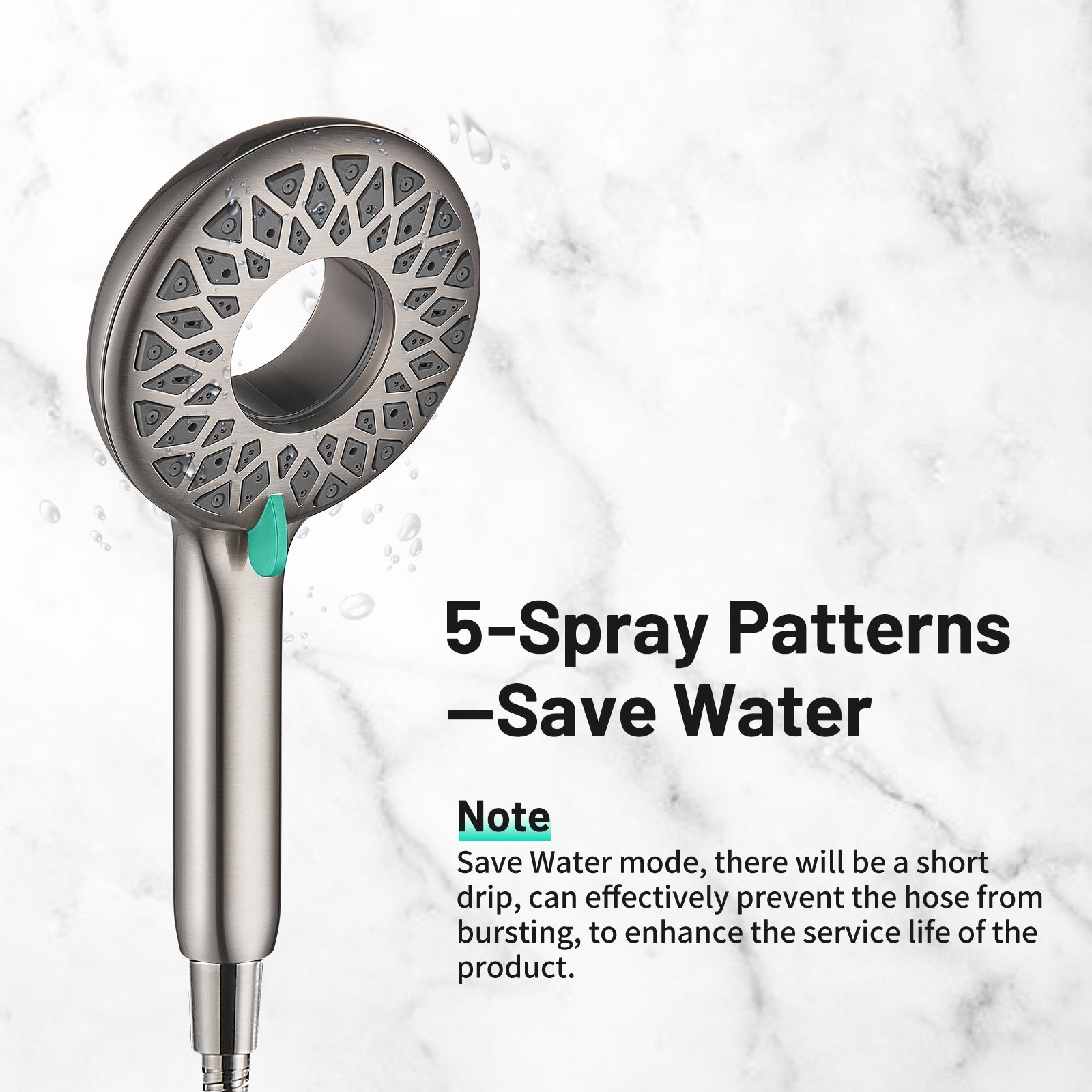 Magnetic 2-in-1 5-Spray Adjustable  Dual Shower Heads Wall Mount Fixed and Handheld Shower Head 2.5 GPM in Nickel