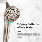 7-Spray Pattern 4.92 in. Wall Mount Handheld Shower Heads 1.8 GPM with Filter，Removable Shower hose in Brushed Nickel