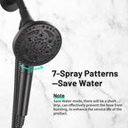 Rainfull 7-Spray Handheld Shower Faucet Kit with Valve 1.8 GPM and 4.9 in. Adjustable Filtered Shower Head in Black