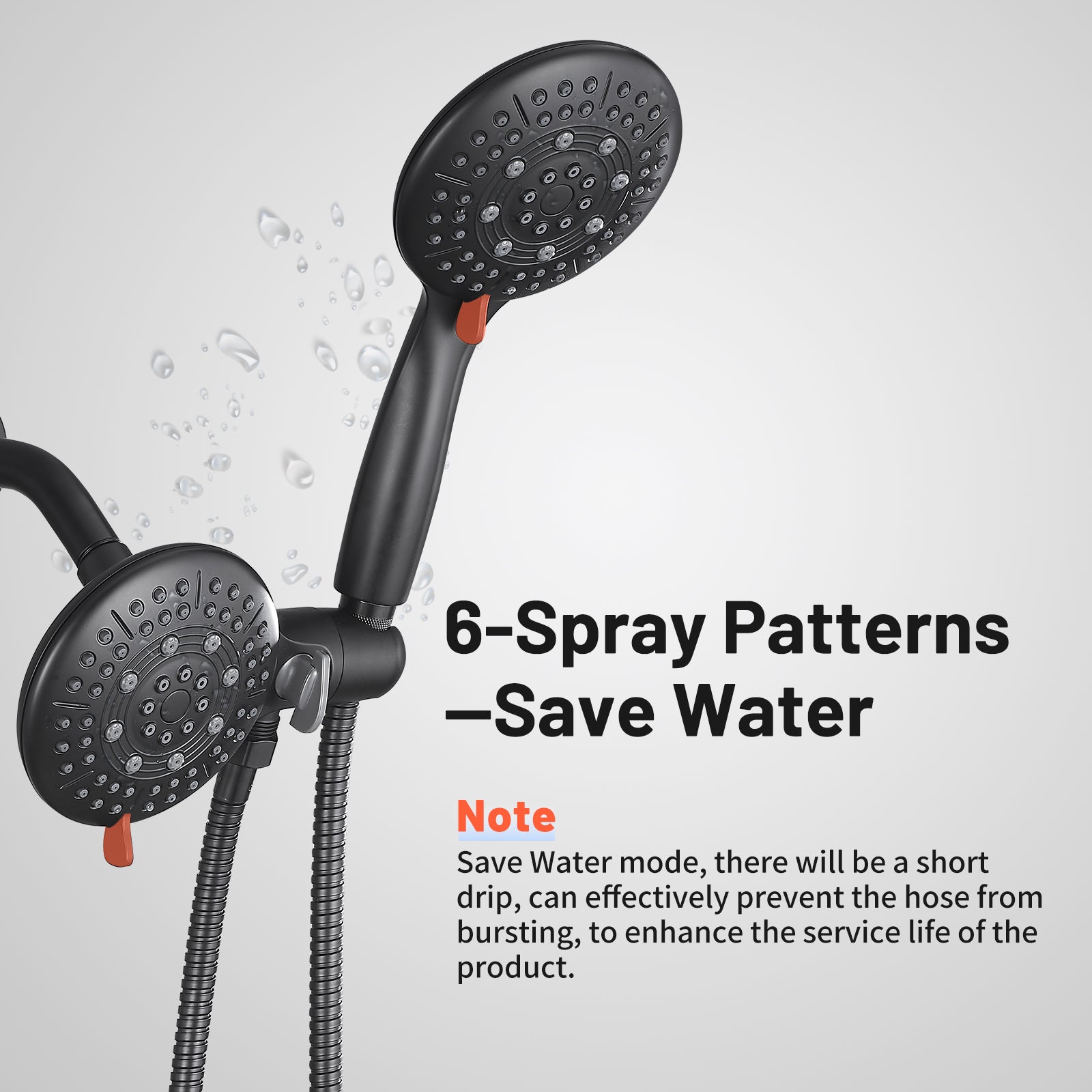 4.7 " Single Handle 5-Spray Shower Faucet Kit Handheld Combo with Valve 1.8 GPM Adjustable Dual Shower Heads in Black