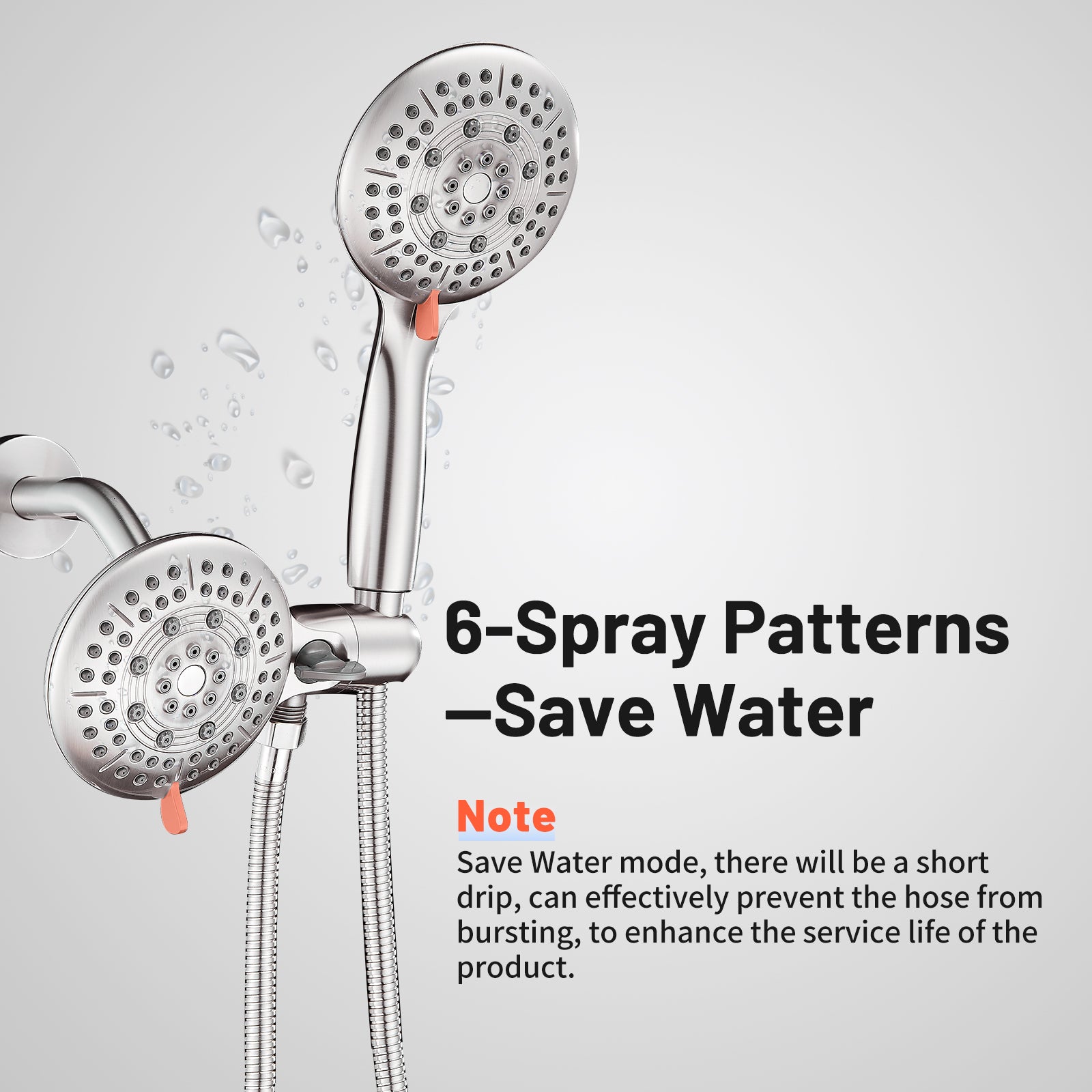 Rain 5-Spray Handheld Shower Combo Shower Faucet with Valve 1.8 GPM 4.7 " Adjustable Dual Shower Heads in Brushed Nickel