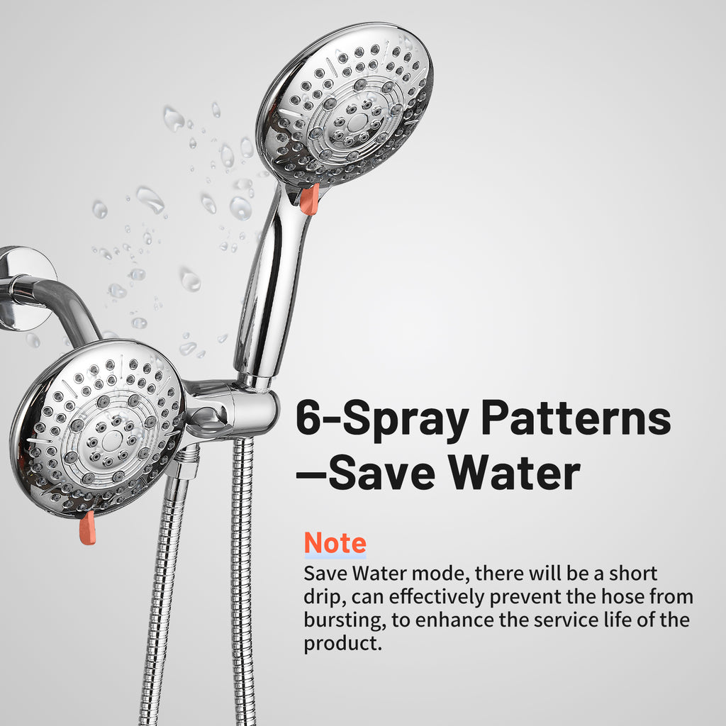 4.7 " Single Handle 5-Spray Shower Faucet Kit Handheld Combo with Valve 1.8 GPM Adjustable Dual Shower Heads in Chrome