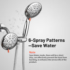 4.7 " Single Handle 5-Spray Shower Faucet Kit Handheld Combo with Valve 1.8 GPM Adjustable Dual Shower Heads in Chrome