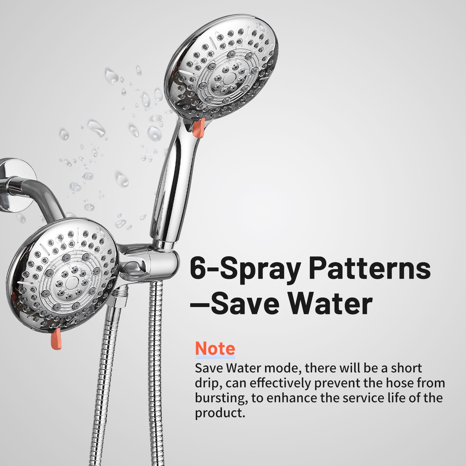 4.7 " Single Handle 5-Spray Shower Faucet Kit Handheld Combo with Valve 1.8 GPM Adjustable Dual Shower Heads in Chrome