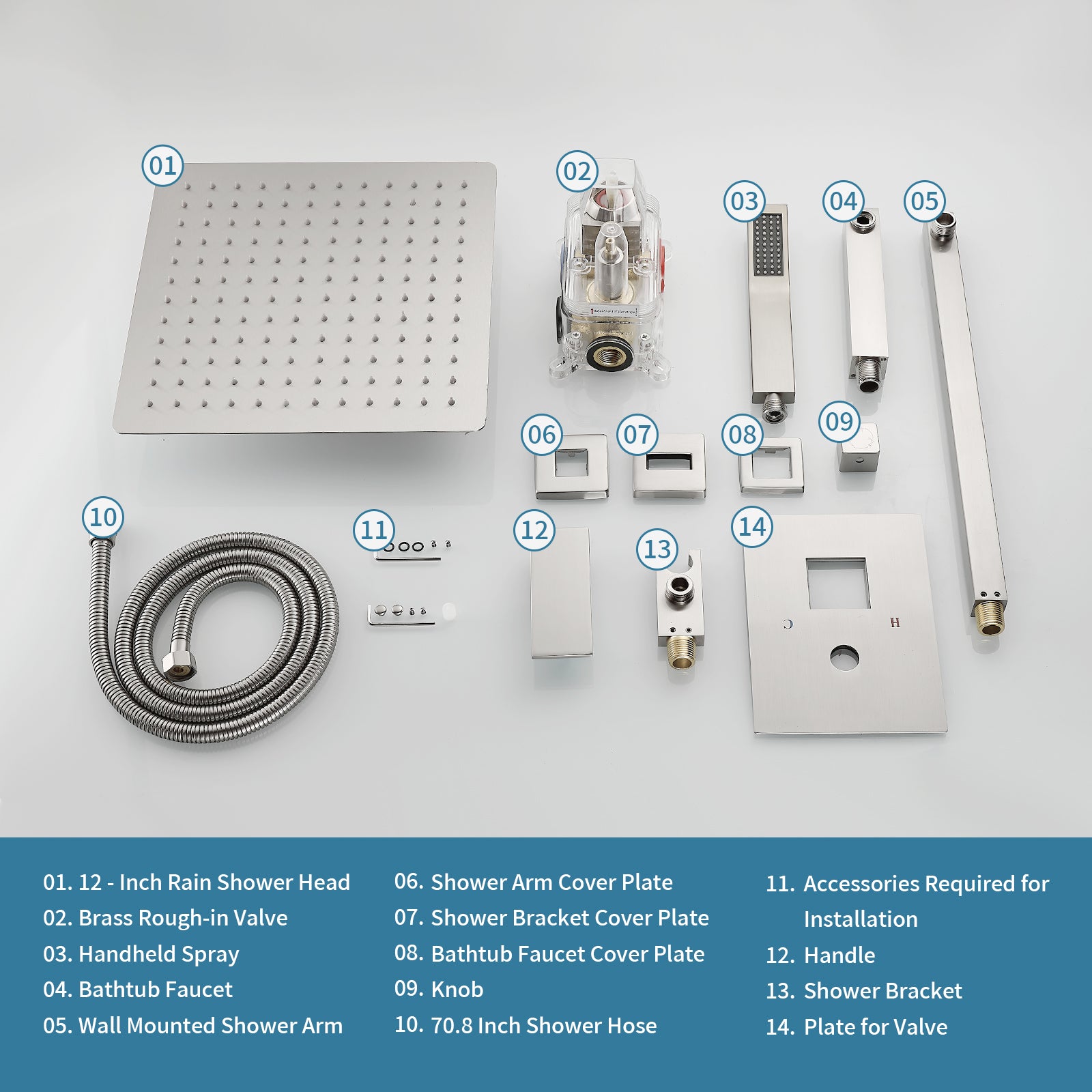 Rain Single Handle 1-Spray Tub Shower Faucet Handheld Combo with Valve 1.8 GPM 12 in. Adjustable Head in Brushed Nickel