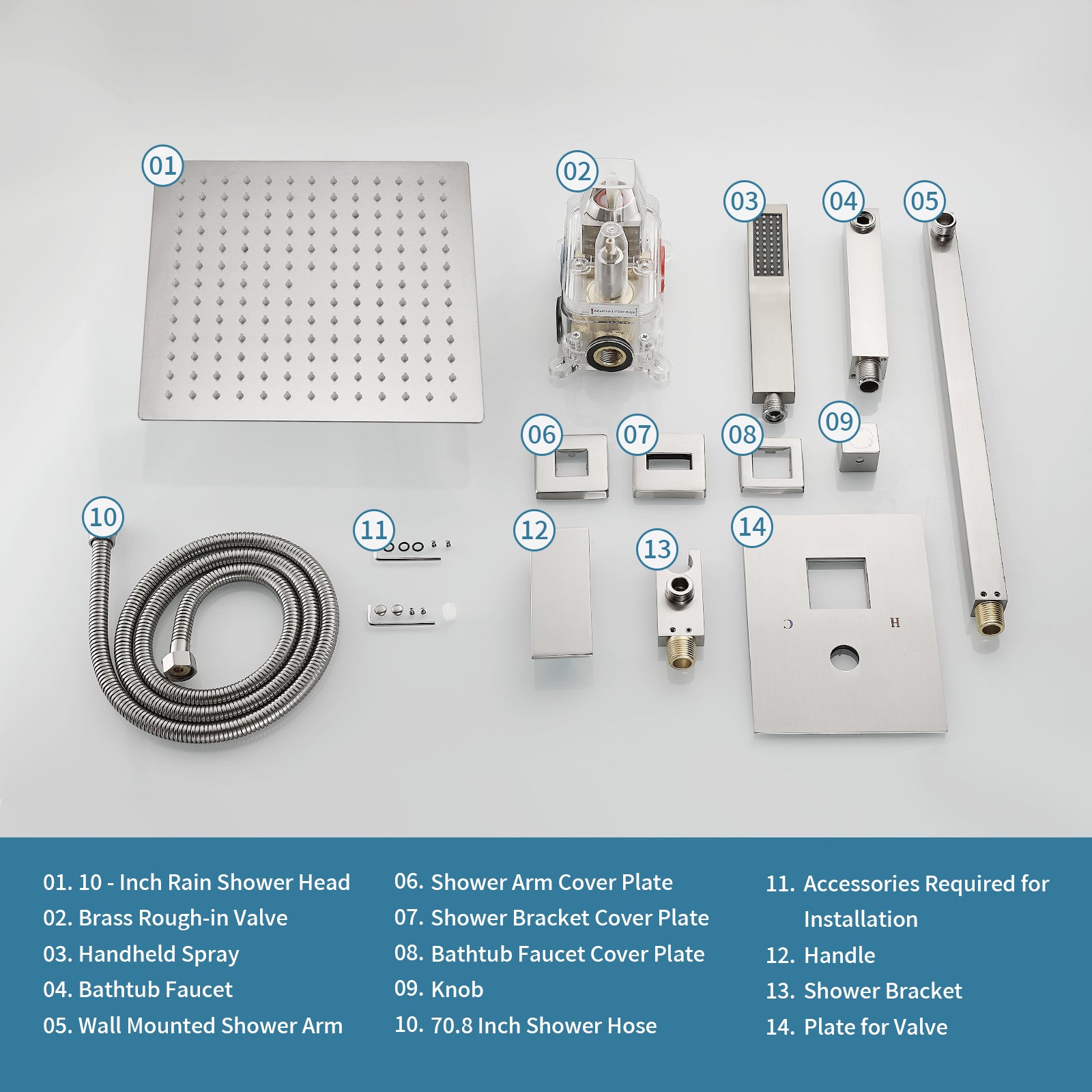Rain Single Handle 1-Spray Tub Shower Faucet 2.5 GPM Handheld Combo with Valve 10 in. Pressure Balance in Brushed Nickel