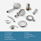 Rain Single Handle 5-Spray Tub Shower Faucet Handheld Combo with Valve 1.8 GPM Adjustable shower Head in Brushed Nicke