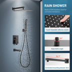 Rain Single Handle 1-Spray Tub Shower Faucet 2.5 GPM Handheld Combo with Valve 10 in. Pressure Balance in Black